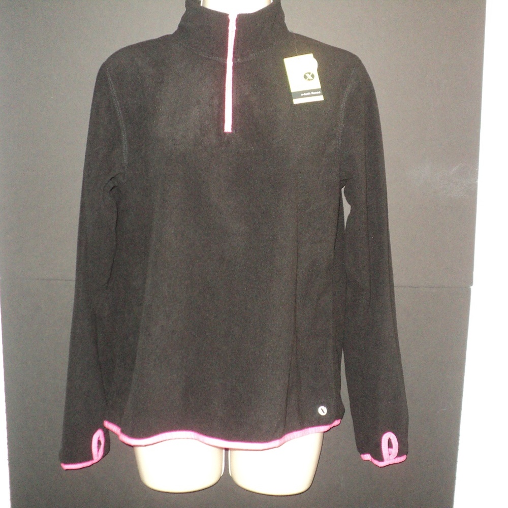 NEW Xersion Fleece Top Missy Women's Plus 18 1/2 XL X-Tech , Black RUNS SMALL